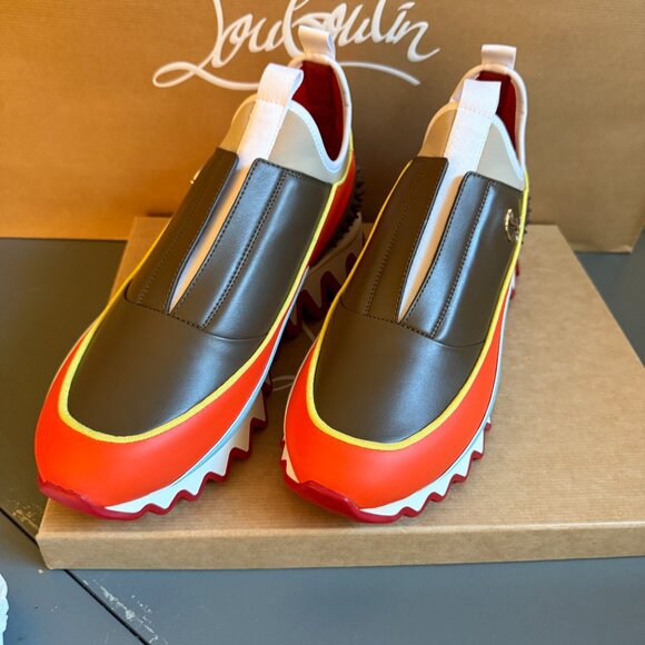 Christian Louboutin 1240429 Men's Sharkyloub SP Spikes Leather Sneakers, 43 45 - Picture 3 of 16